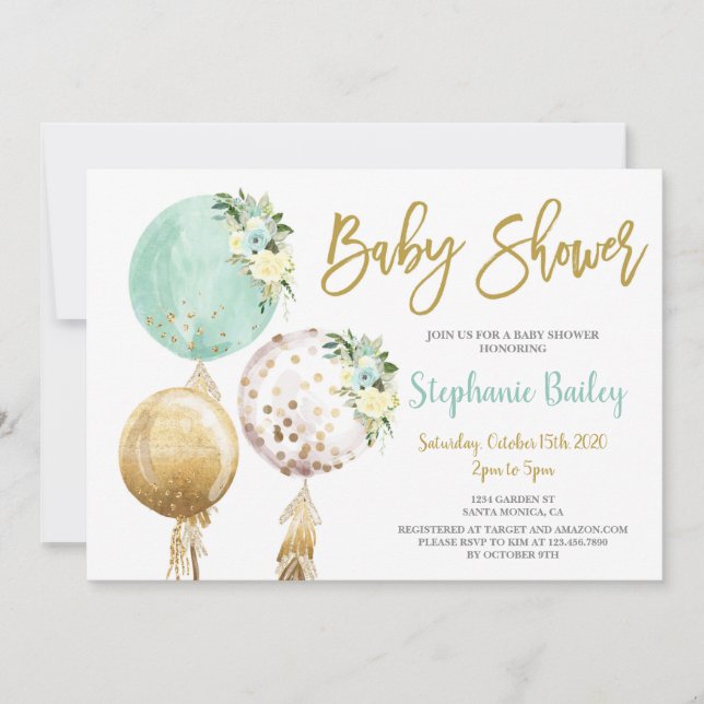 Gender Neutral balloons Baby Shower Invitation (Front)