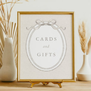 Gender Neutral Beige Bow Cards & Gifts Baby Shower Poster