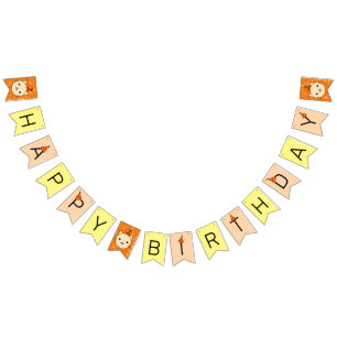 Gender Neutral Birthday Orange Cat Party Decor Bunting