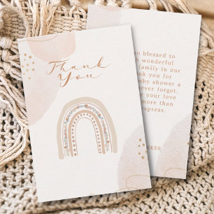 Gender Neutral Bohemian Rainbow Calligraphy Thank You Card