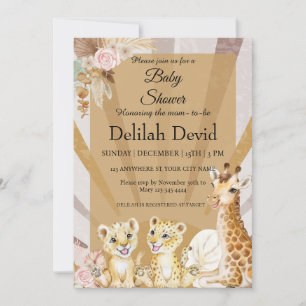 Gender Neutral Boho Animal Baby Shower Invitation