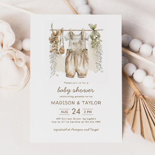 Gender Neutral Boho Baby Clothes Baby Shower Invitation