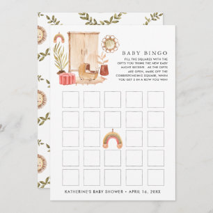 Gender Neutral Boho Baby Shower Bingo Invitation