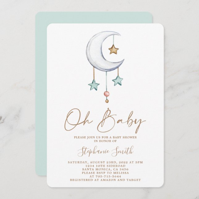 Gender Neutral Boho Baby Shower Invitation (Front/Back)