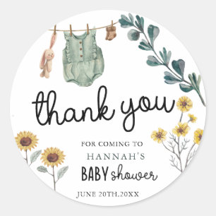 Gender Neutral Boho   Baby Shower Thank You Classic Round Sticker