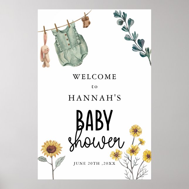 Gender Neutral Boho  Baby Shower Welcome Sign (Front)