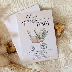 Gender Neutral Boho Baby Stroller Baby Shower  Invitation