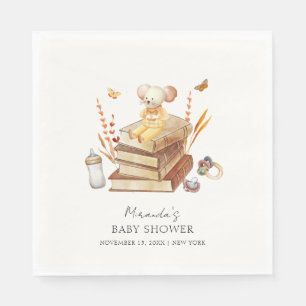 Gender Neutral Boho Book Mouse Baby Shower Napkin