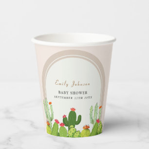 Gender Neutral Boho Cactus Arch Baby Shower  Paper Cups
