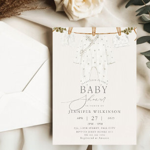 Gender Neutral Boho Clothes Line Baby Shower Invitation