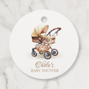 Gender Neutral Boho Floral Stroller Baby Shower Favour Tags