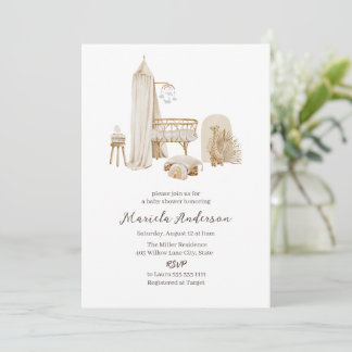 Gender Neutral Boho Nursery Mobile Baby Shower Invitation
