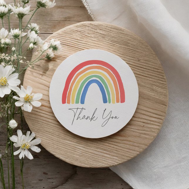 Gender Neutral Boho Rainbow Baby Shower  Classic Round Sticker (Creator Uploaded)