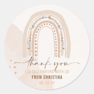 Gender Neutral Boho Rainbow Watercolor Whimsical Classic Round Sticker