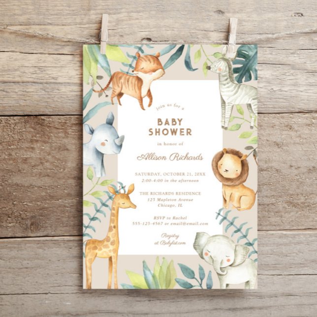 Gender neutral boho safari animals baby shower invitation (Creator Uploaded)