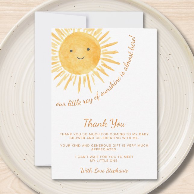 Gender-Neutral Boho Sun Baby Shower Thank You Card (Creator Uploaded)