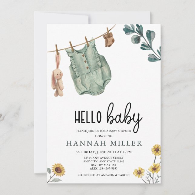  Gender Neutral Boho | Watercolor Baby Shower Invitation (Front)