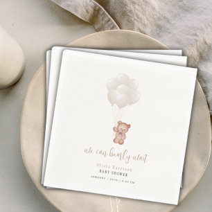 Gender Neutral Boho We Can Bearly Wait Balloons Napkin