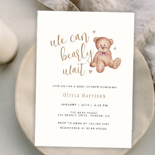 Gender Neutral Boho We Can Bearly Wait  Invitation
