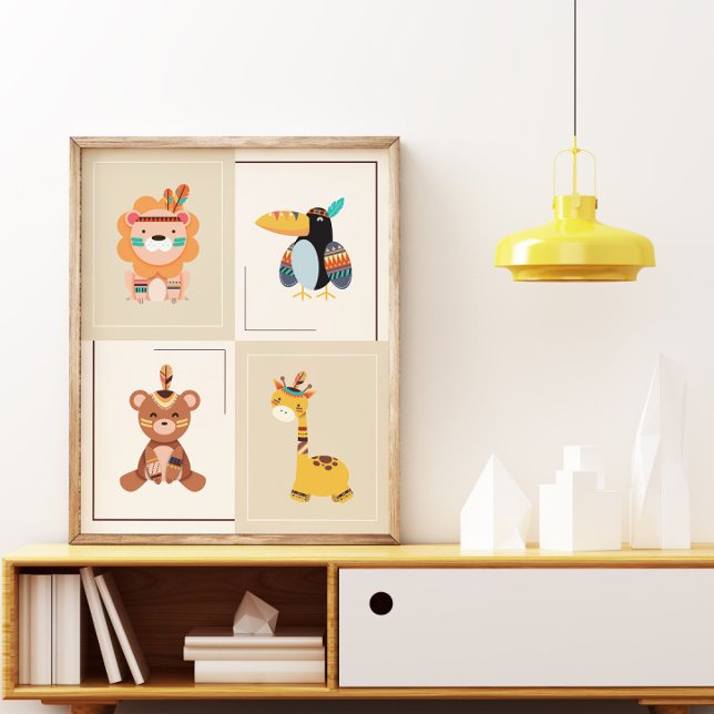 Gender Neutral Boho Woodland Animals Nursery Kids Poster (Creator Uploaded)