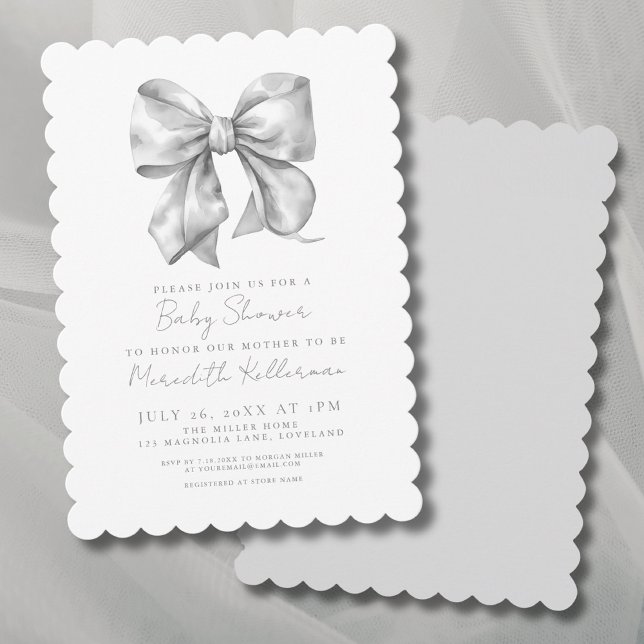 Gender Neutral Bow Baby Shower Invitation (Gender Neutral Bow Baby Shower Invitation)