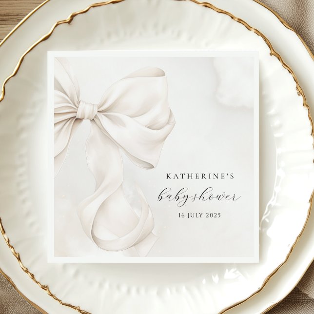 Gender Neutral Bow Baby Shower Napkin (Creator Uploaded)