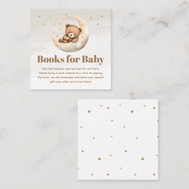 Gender Neutral Brown Teddy Bear Books for Baby Enclosure Card (Front/Back)