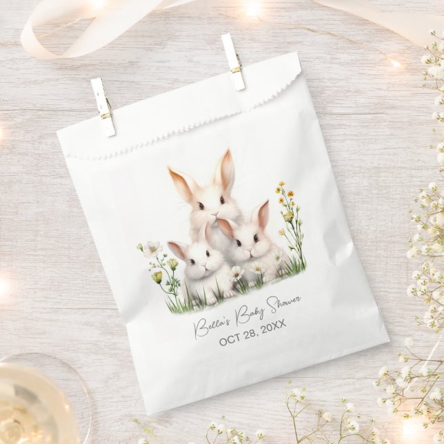 Gender Neutral Bunny Baby Shower Favour Bags (Clipped)