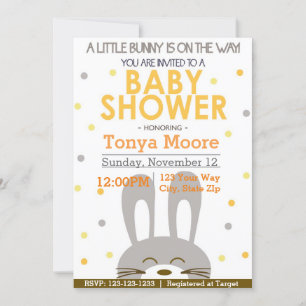 Gender Neutral Bunny Baby Shower Invitation
