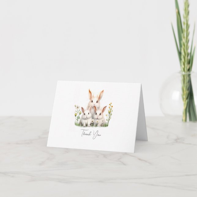 Gender Neutral Bunny Baby Shower Thank You Card (Front)