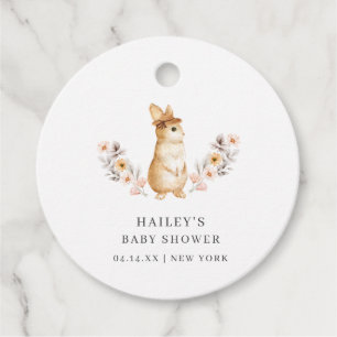 Gender Neutral Bunny Wildflower  Baby Shower Favour Tags