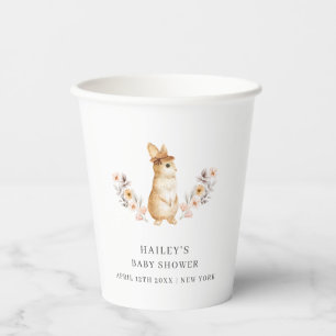 Gender Neutral Bunny Wildflower Baby Shower Paper Cups