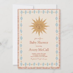 Gender Neutral Celestial Sun Boho Baby Shower Invitation
