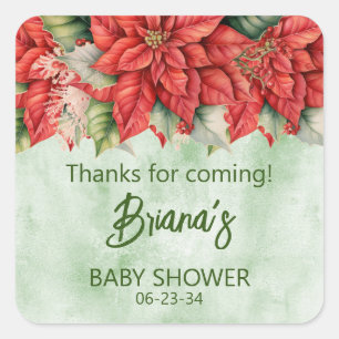 Gender Neutral Christmas Baby Shower Favours Square Sticker