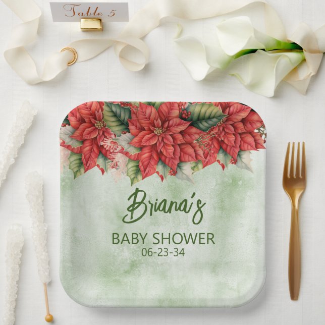 Gender Neutral Christmas Baby Shower Paper Plate (Wedding)