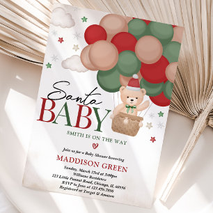 Gender Neutral Christmas Bear Baby Shower Invitation