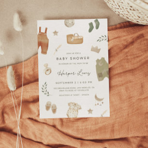 Gender-Neutral Clothes Baby Shower Invitation