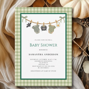 Gender Neutral Clothesline Halloween Baby Shower  Invitation