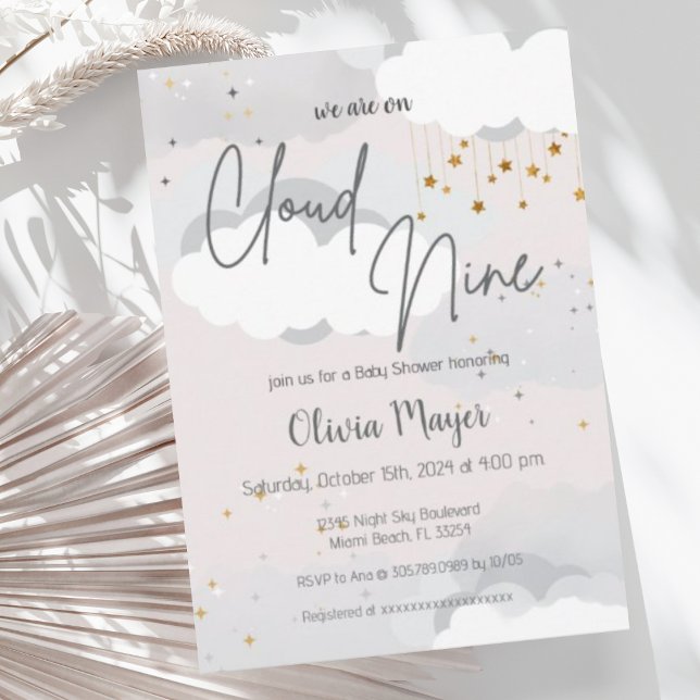 Gender Neutral Cloud Nine Watercolor Baby Shower  Invitation (Creator Uploaded)