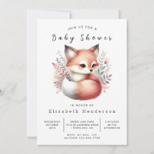 Gender Neutral Colours Fox Baby Shower Invitation