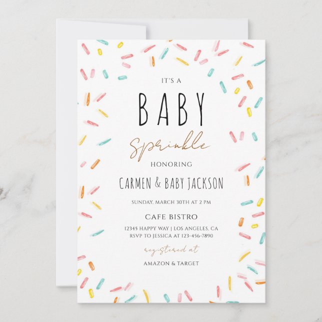 Gender Neutral Confetti Baby Sprinkle Invitation (Front)
