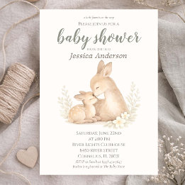 Gender Neutral Cottagecore Boho Fawn Baby Shower  Invitation