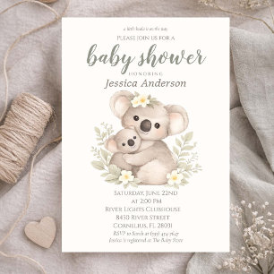 Gender Neutral Cottagecore Boho Koala Baby Shower  Invitation