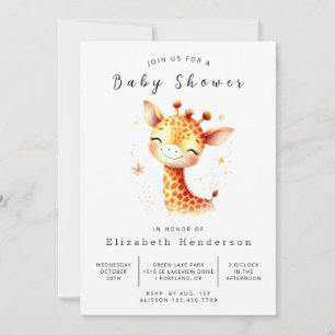 Gender Neutral Custom Giraffe Baby Shower Invitation