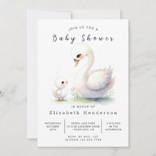 Gender Neutral Custom Swan Baby Shower Invitation
