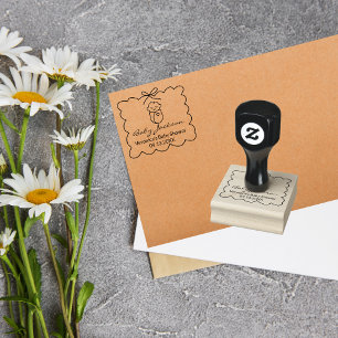 Gender Neutral Cute Baby & Bow Modern Baby Shower Rubber Stamp