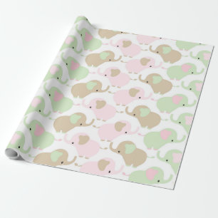 Gender Neutral Cute Baby Elephant Wrapping Paper