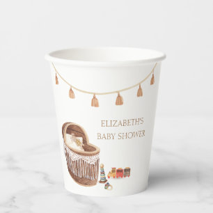 Gender Neutral Cute Boho Bassinet Toy Baby Shower Paper Cups