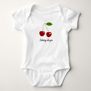 Gender neutral cute cherry with baby name baby bodysuit