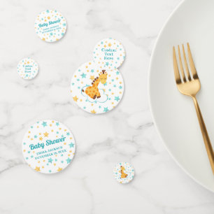 Gender Neutral Cute Giraffe & Stars Baby Shower Confetti